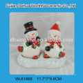 Boneco de neve criativo em forma de sal de cerâmica e pimenta recipiente com a base